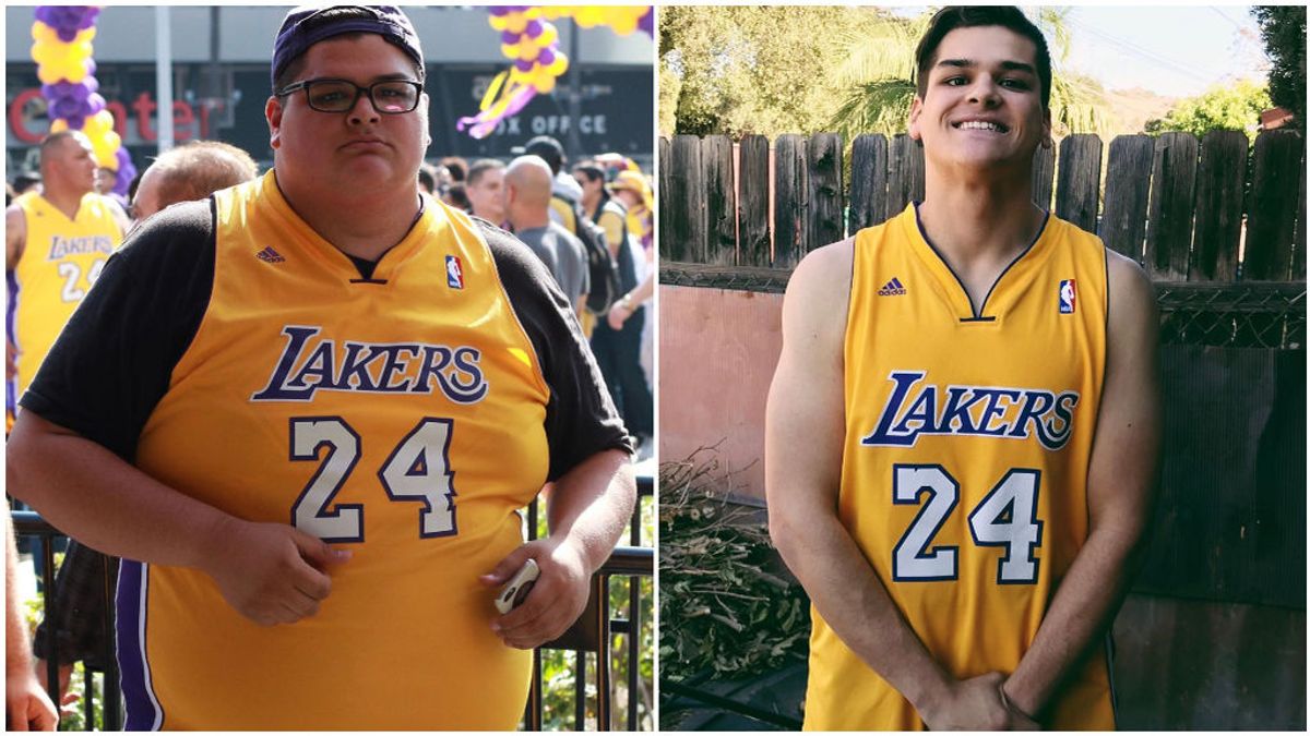 Christopher Huerta, con la camiseta de Kobe Bryant. Christopher Huerta, con la camiseta de Kobe Bryant.