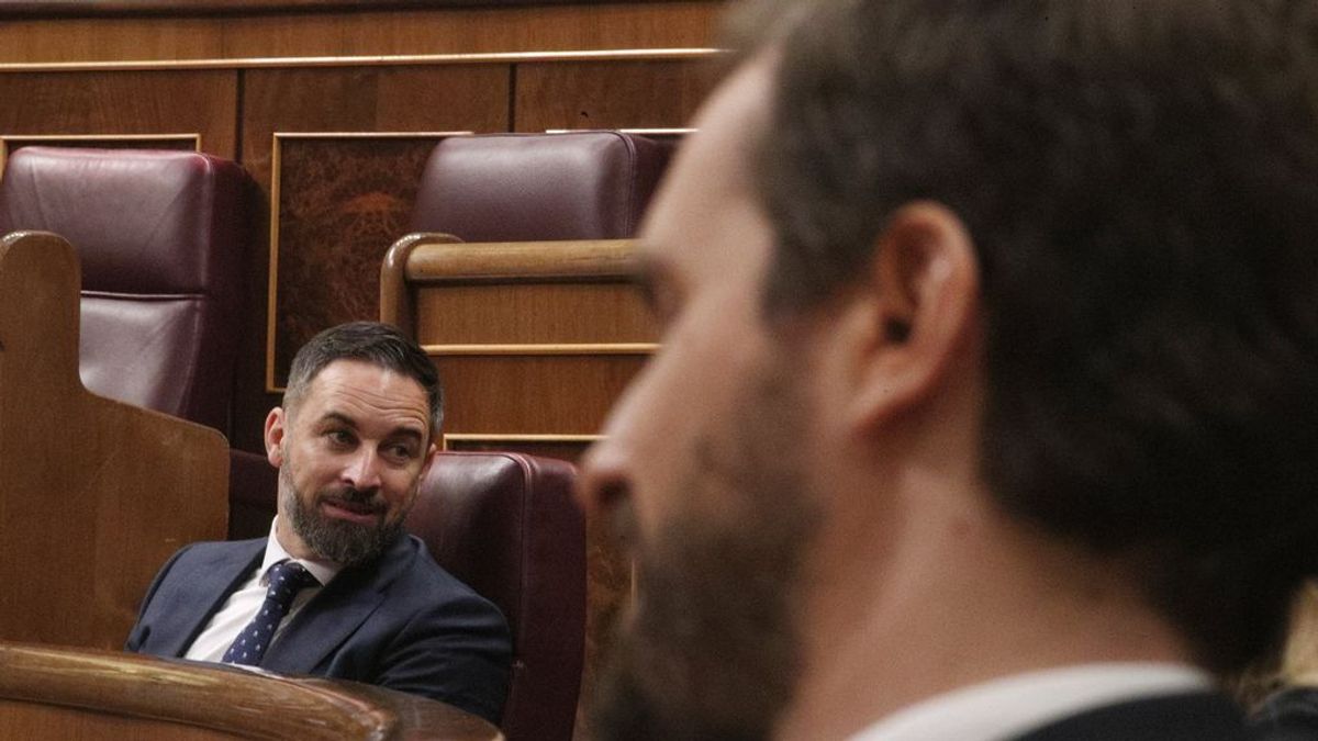 Santiago Abascal frente a Pablo Casado en el Congreso