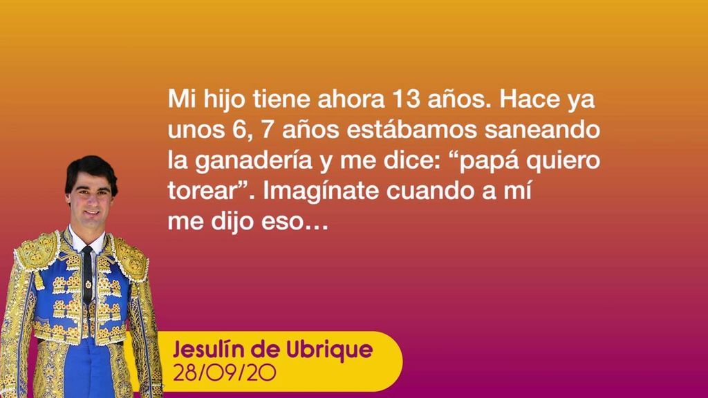 Jesulín de Ubrique habla de la primera vez que su hijo toreó una becerra: “Pegó sus diez pases y dice: “¿No querías que yo toreara, papá? Pues ya he toreado”