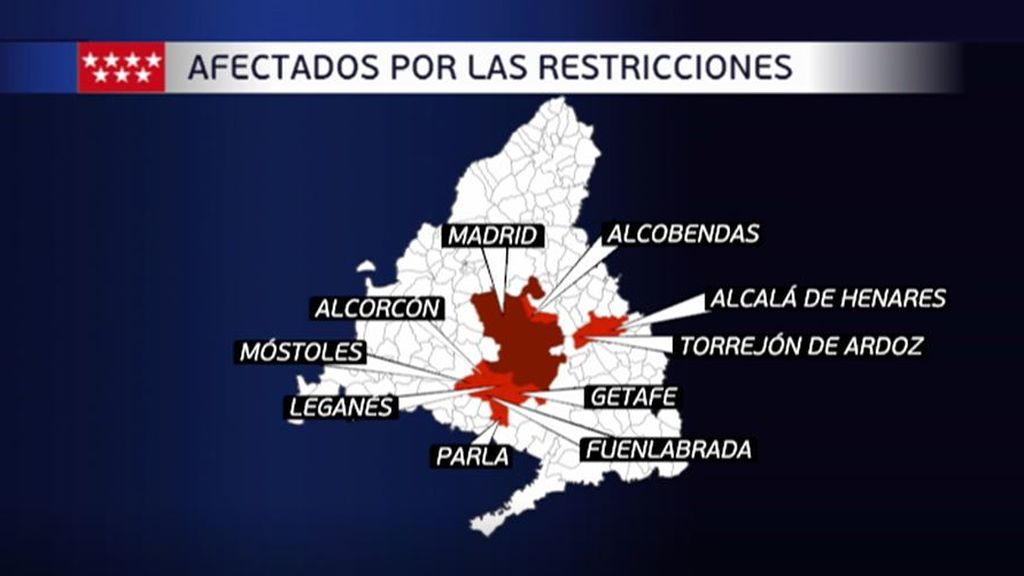 Nueve municipios madrileños afectados por las nuevas restricciones de Sanidad