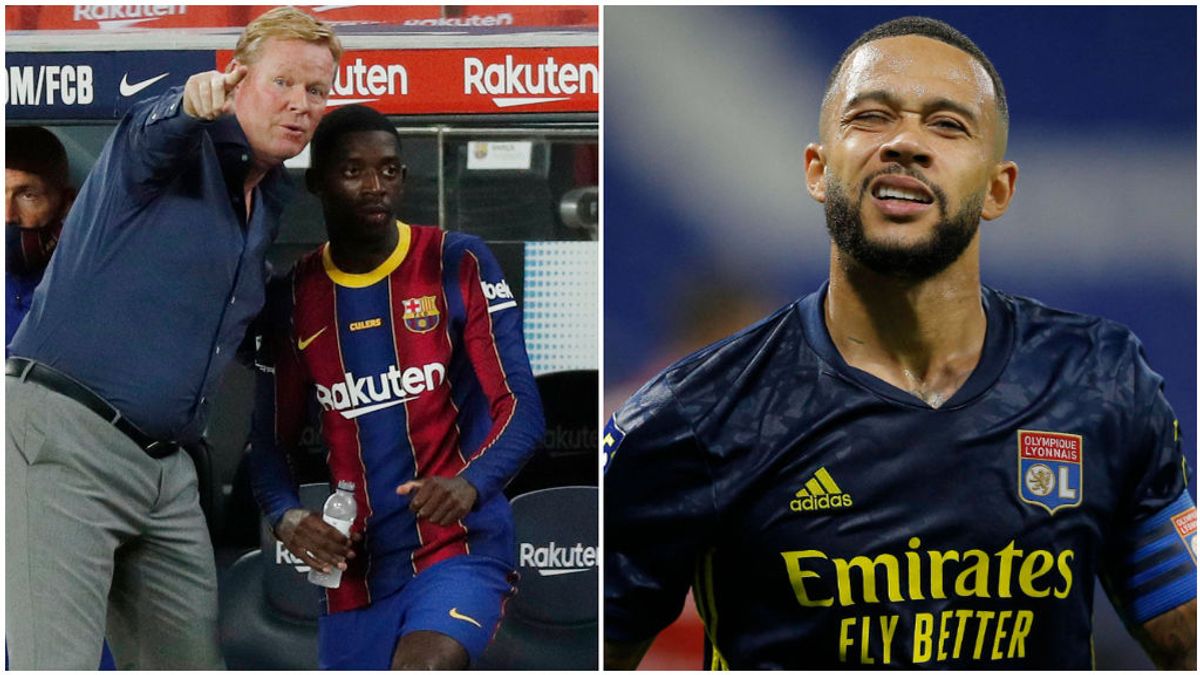 Koeman con Dembelé y Memphis Depay, con el Lyon. Koeman con Dembelé y Memphis Depay, con el Lyon.