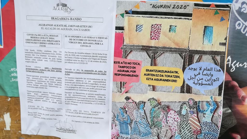 Bando munipal que suspende la fiestas en Agurain.