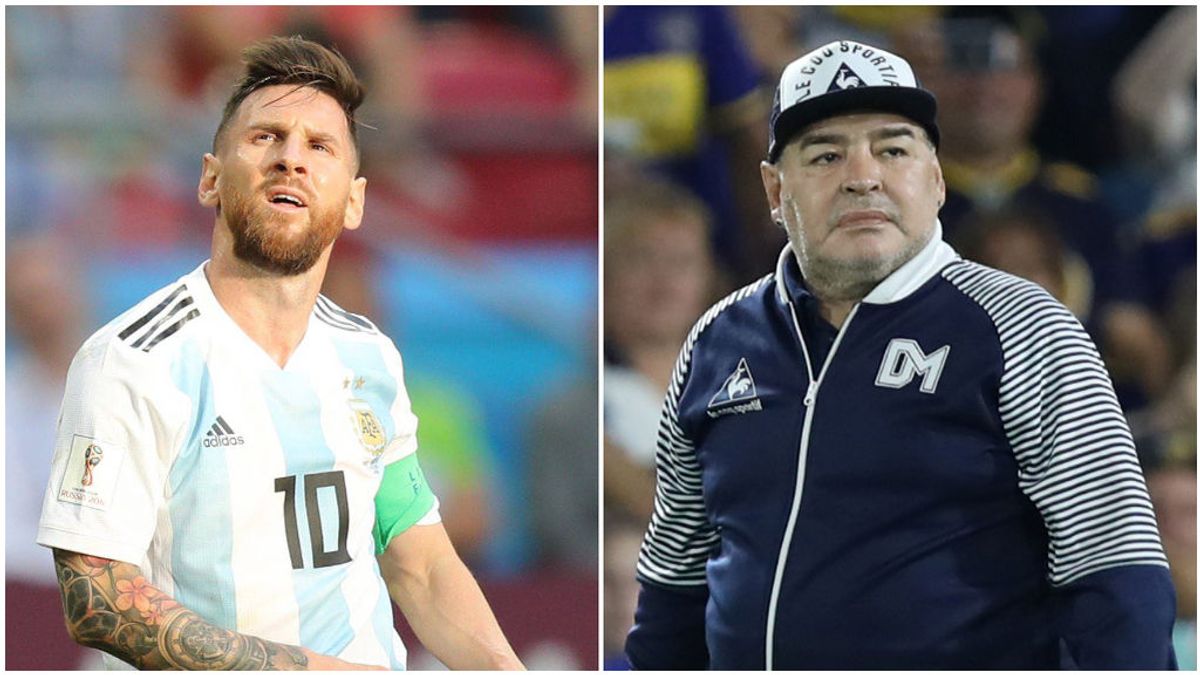 Leo Messi, con la Selección, y Maradona, como entrenador.