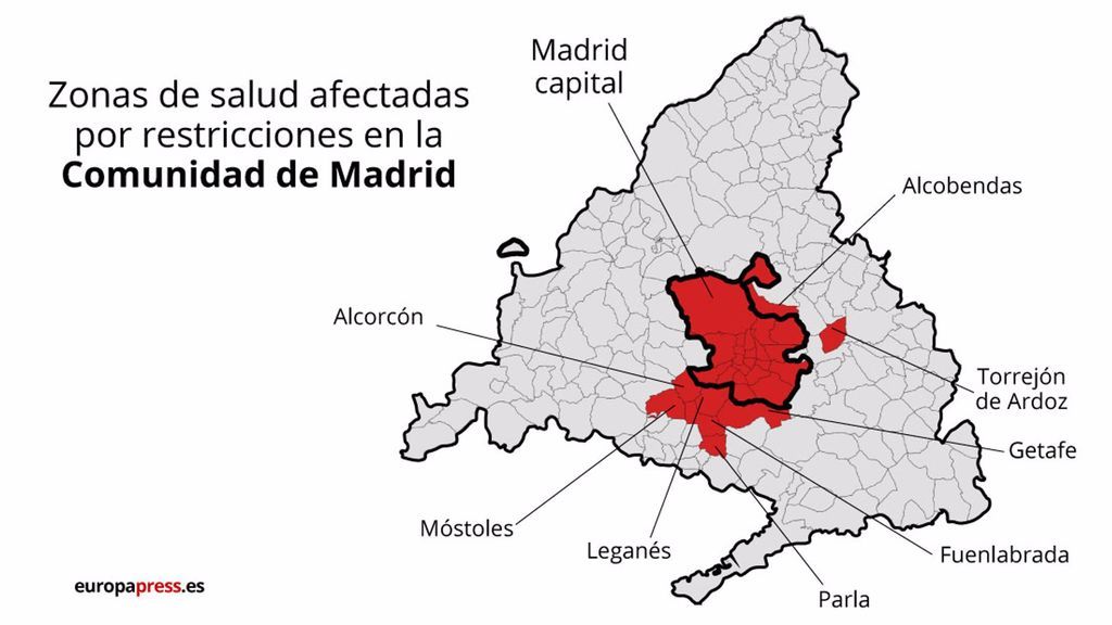 Zonas estado de alarma Madrid