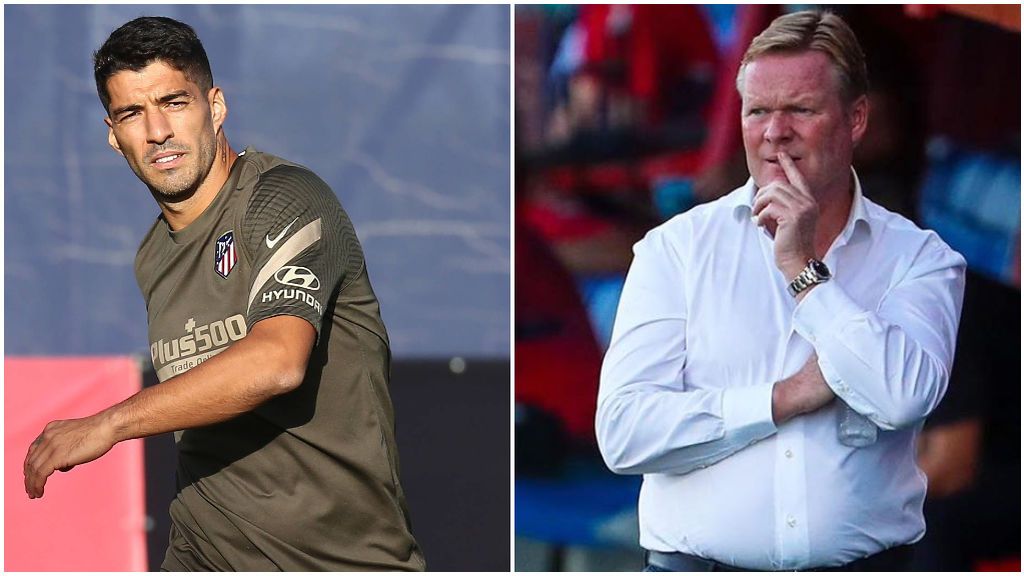 Luis Suárez, en un entrenamiento con el Atlético, y Ronald Koeman. Luis Suárez, en un entrenamiento con el Atlético, y Ronald Koeman.