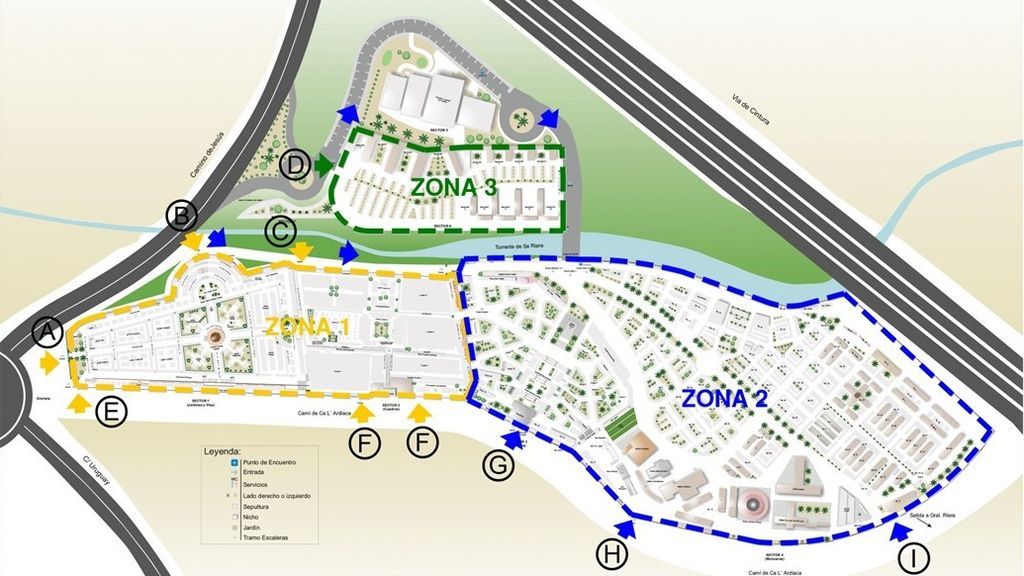 Zonas acotadas en el cementerio de Palma