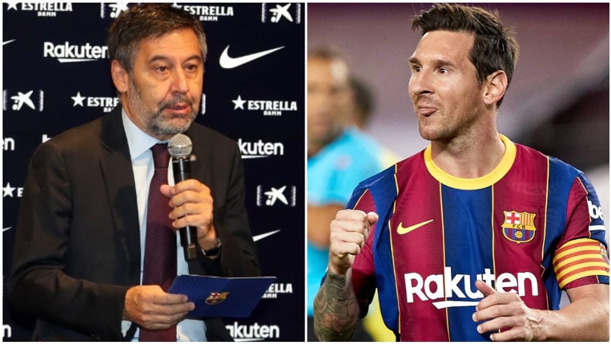 Bartomeu, en un acto del club, y Messi, ante el Villarreal. Bartomeu, en un acto del club, y Messi, ante el Villarreal.