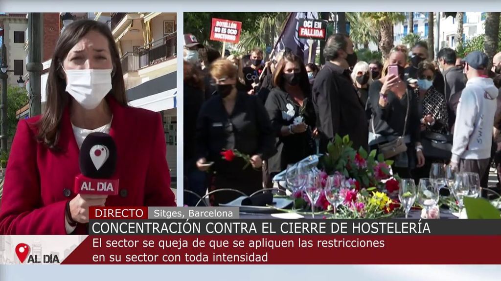 Concentración contra el cierre de la hostelería en Cataluña: se quejan de que se apliquen las restricciones en su sector con toda intensidad