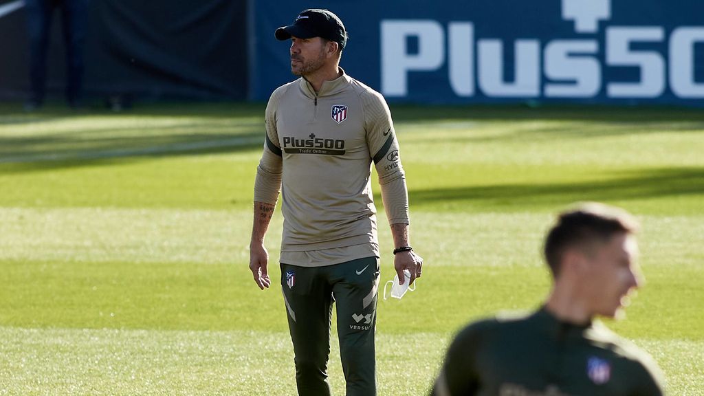 Simeone, en un entrenamiento del Atlético de Madrid.