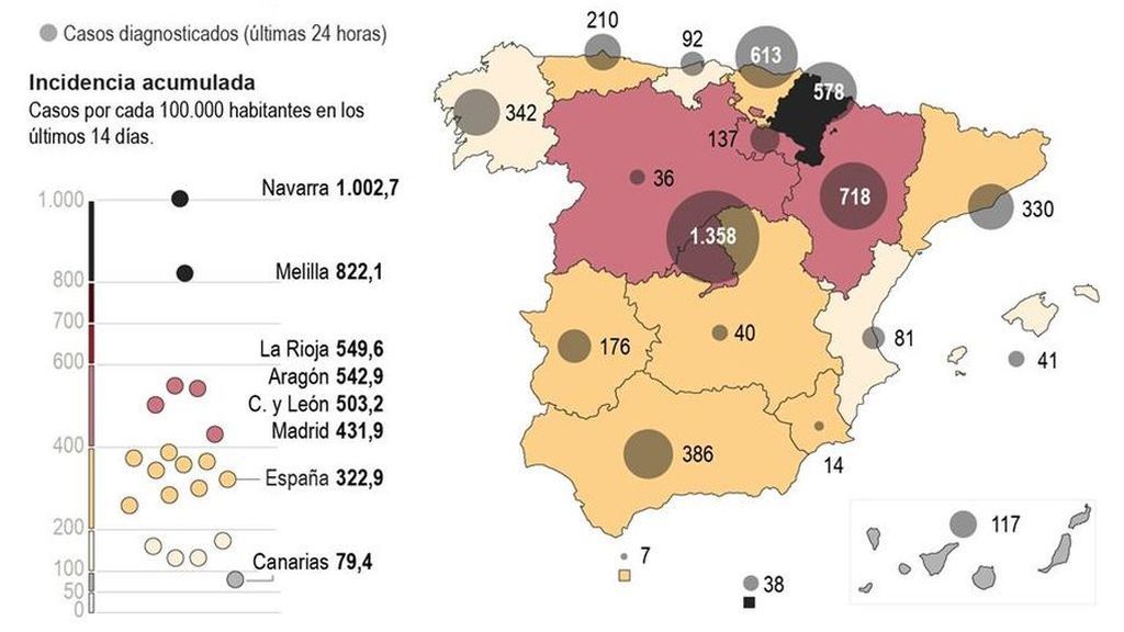 Mapa de la España confinada