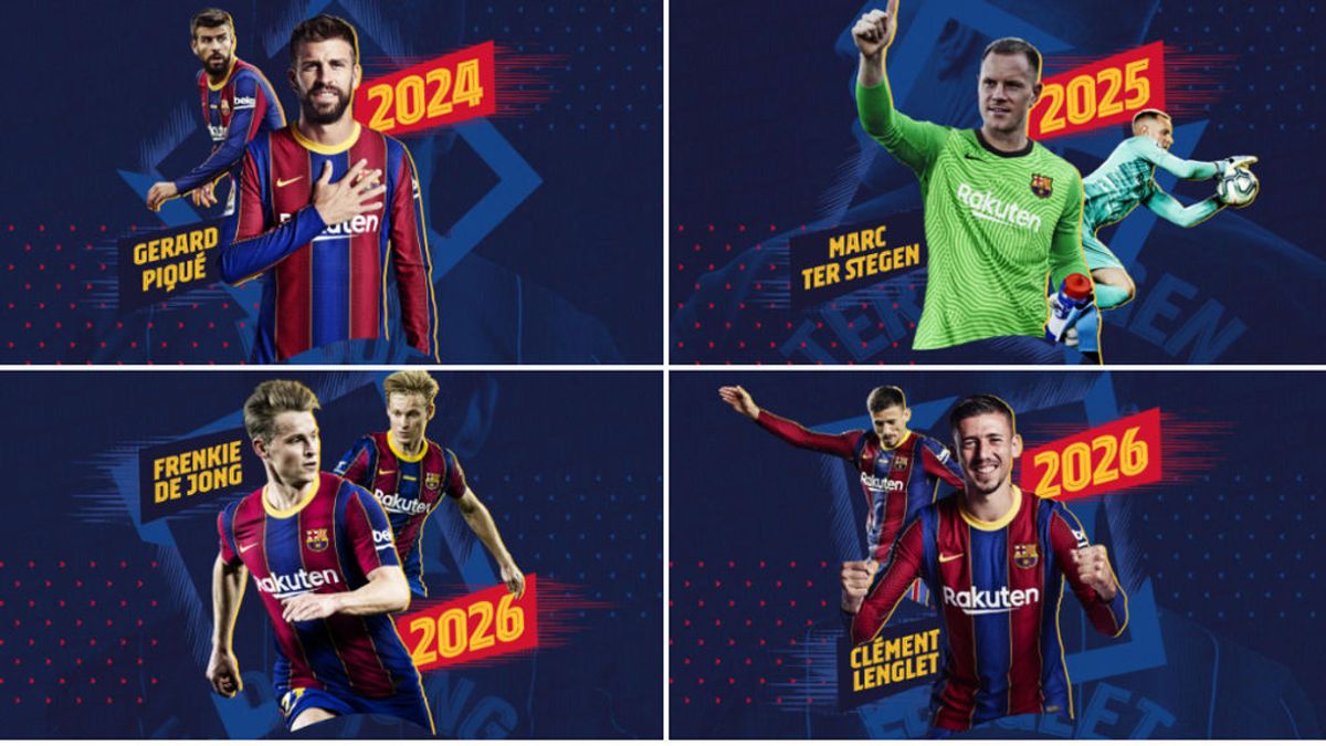 El Barça anuncia la renovación de Piqué, Ter Stegen, De Jong y Lenglet en plena negociación por la rebaja salarial El Barça anuncia la renovación de Piqué, Ter Stegen, De Jong y Lenglet en plena negociación por la rebaja salarial