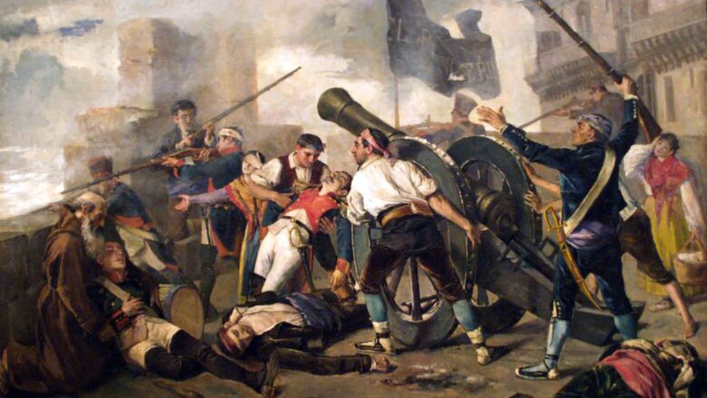 Cuadro del artista Federico Jiménez Nicanor que muestra la defensa de los aragoneses contra el invasor francés.