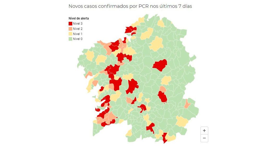 Mapa de alerta por coronavirus en Galicia del 24 de octubre