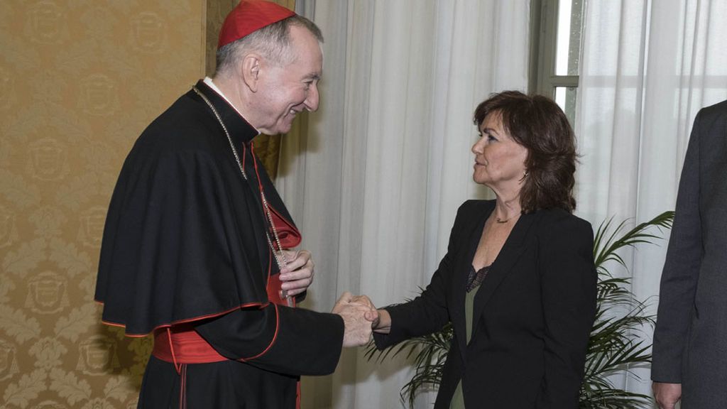 Reunión de Carmen Calvo y Pietro Parolin en el Vaticano