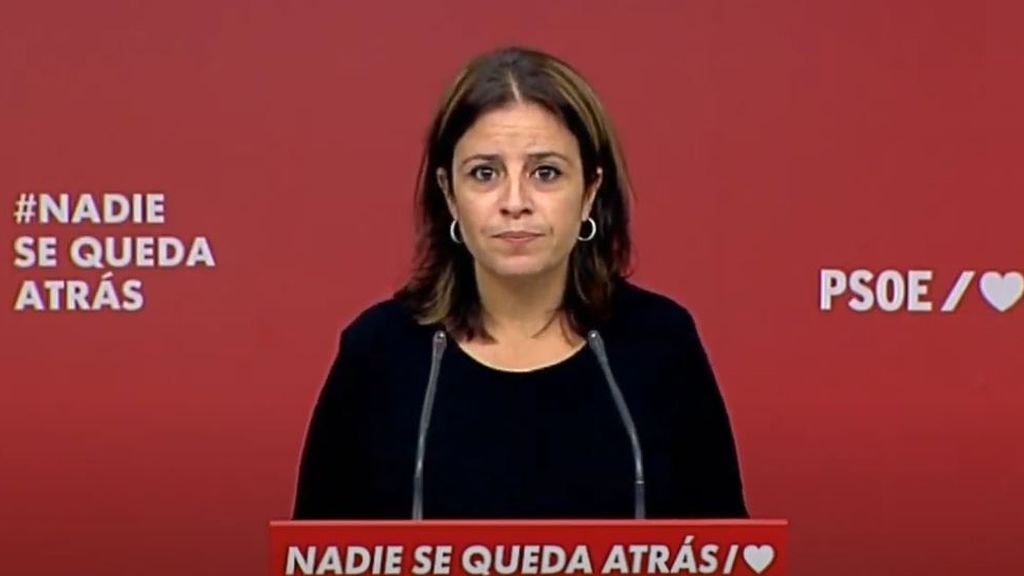 La portavoz del PSOE en el Congreso de los Diputados, Adriana Lastra