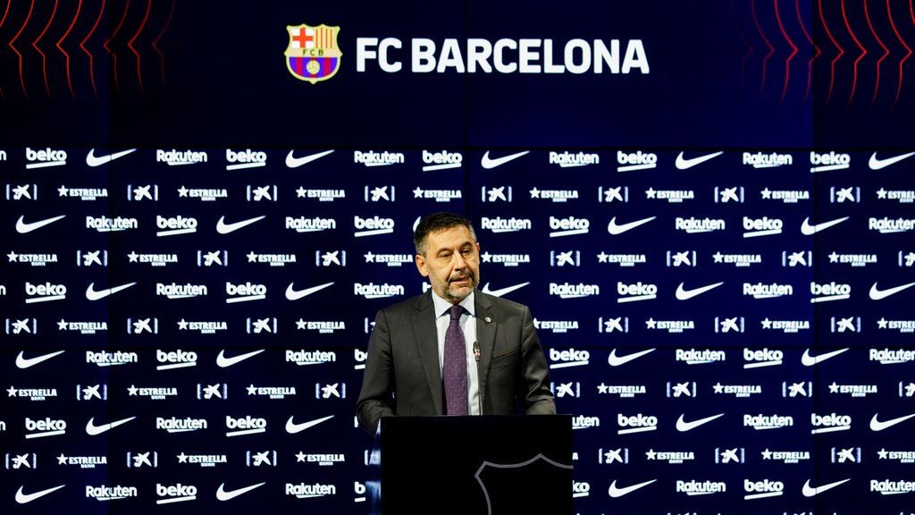 Bartomeu, en la rueda de prensa de su dimisión.