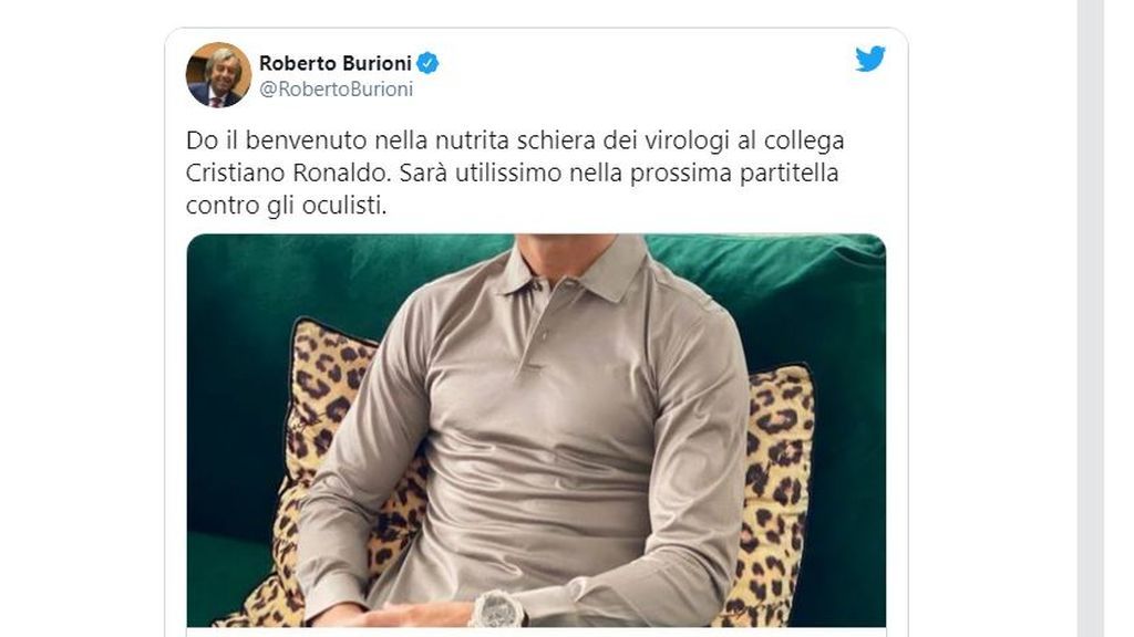 Un experto italiano tira de ironía para responder a Cristiano Ronaldo: Bienvenido entre los virólogos Un experto italiano tira de ironía para responder a Cristiano Ronaldo: Bienvenido entre los virólogos