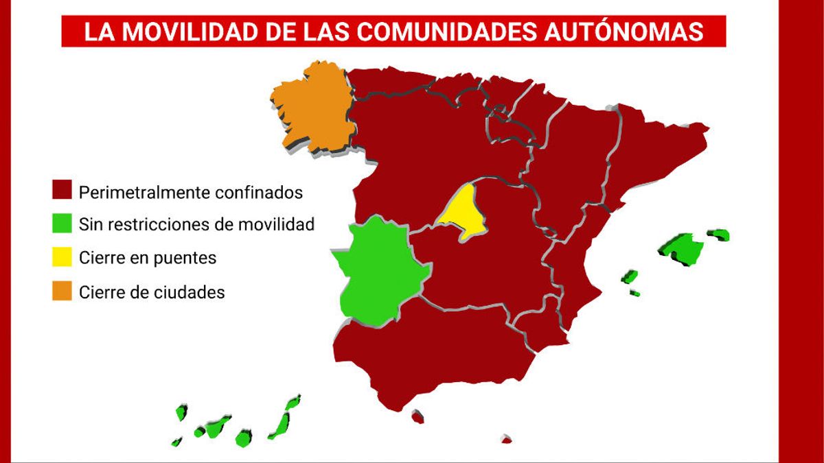 Los cierres perimetrales ya afectan a más de 40 millones de españoles Los cierres perimetrales ya afectan a más de 40 millones de españoles