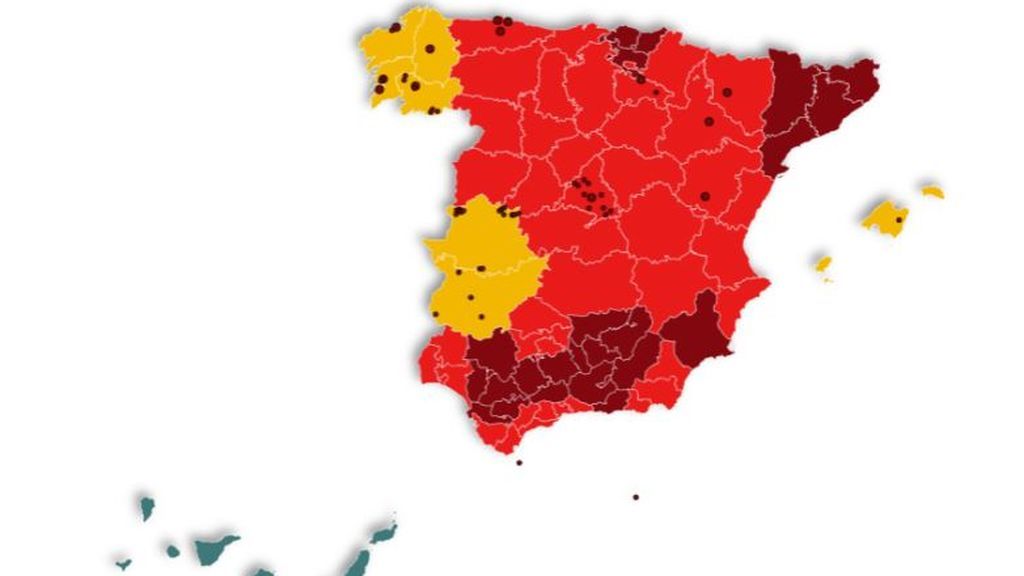 Mapa de los confinamentos en España