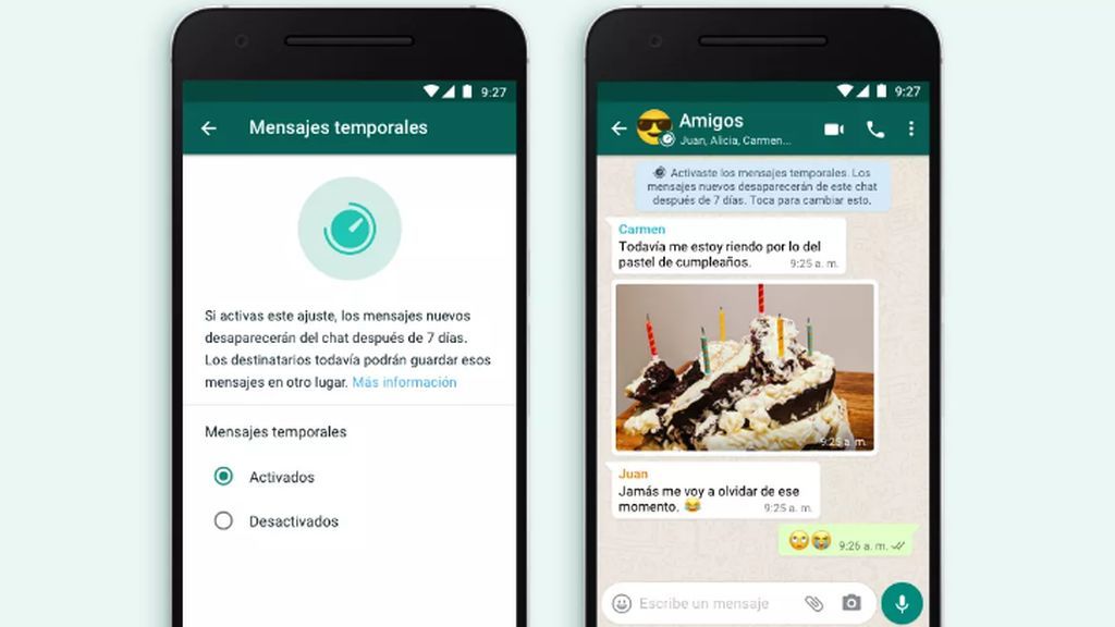 La nueva función de Whatsapp: mensajes temporales.