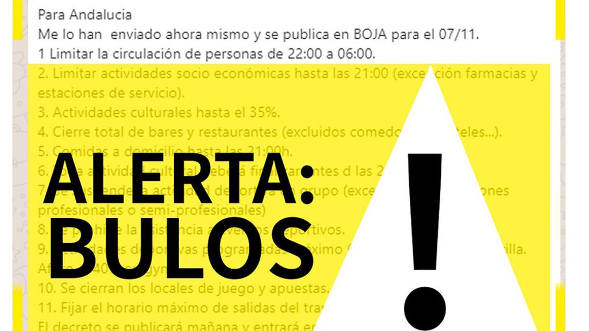 Advierten de la difusión de un bulo a través de Whatsapp sobre las nuevas restricciones en Andalucía