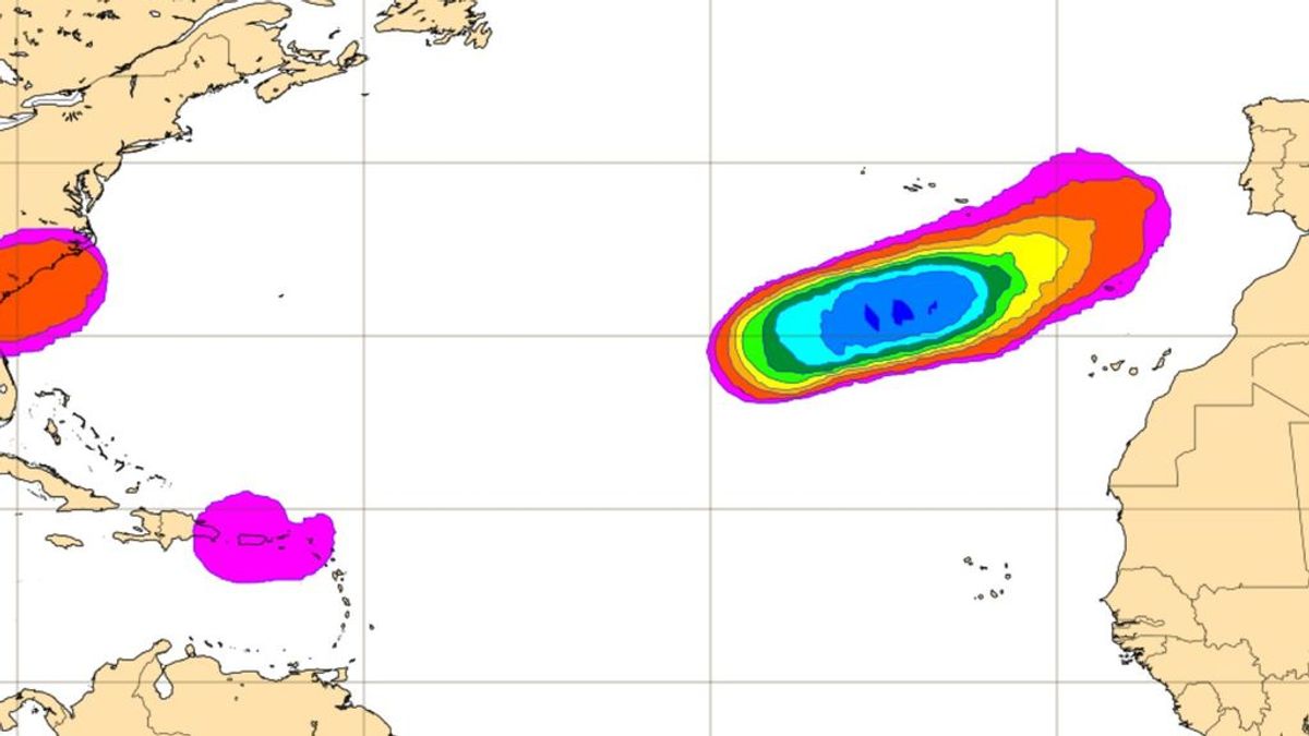 El huracán Theta podrá apuntar a la Península o Canarias en los próximos días
