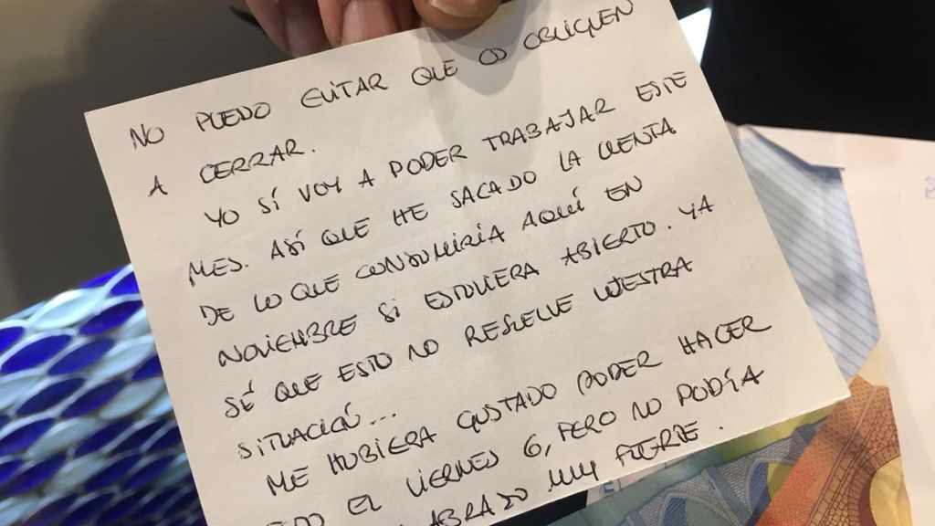 La nota donde el cliente explica los motivos de este gesto.