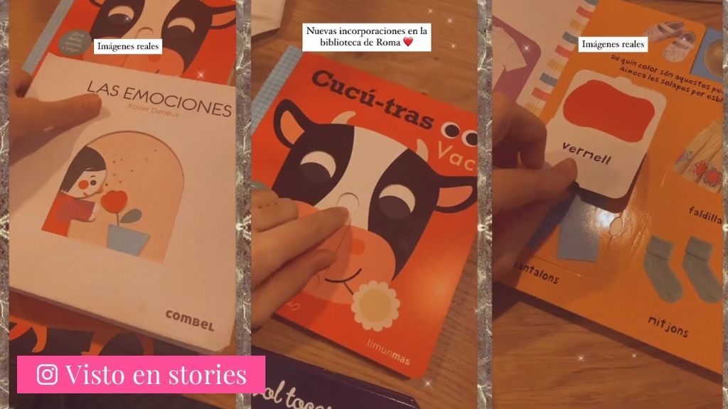 Laura Escanes muestra algunos de los libros con los que educan a Roma