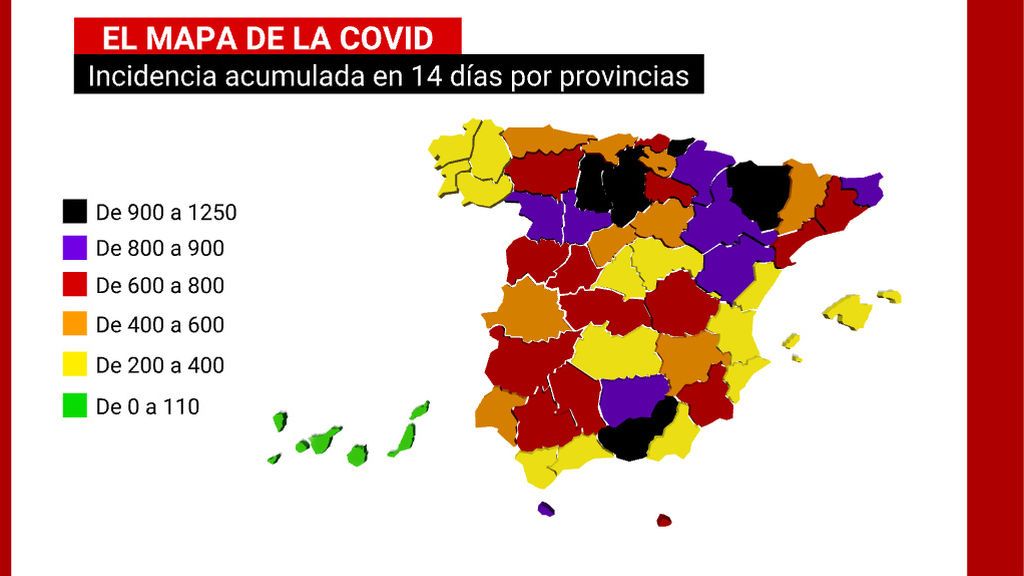 Granada, Huesca o Burgos: las provincias que duplican la incidencia media del coronavirus en España Granada, Huesca o Burgos: las provincias que duplican la incidencia media del coronavirus en España