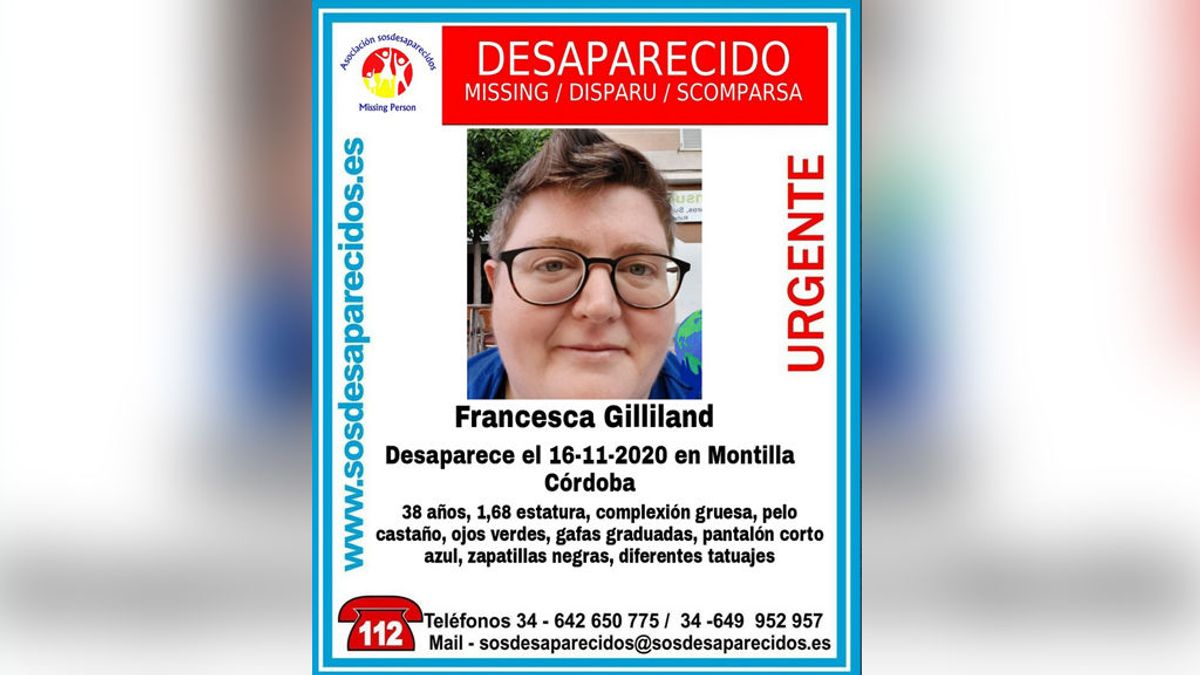 Solicitan ayuda para localizar a Francesca Gilliland, una mujer de 38 años desaparecida en Montilla, Córdoba