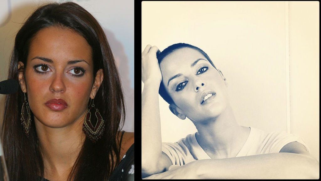 Vega, en una imagen de 2003 y otra de 2012 con rapado de pelo