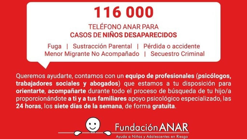 Teléfono europeo casos menores desaparecidos
