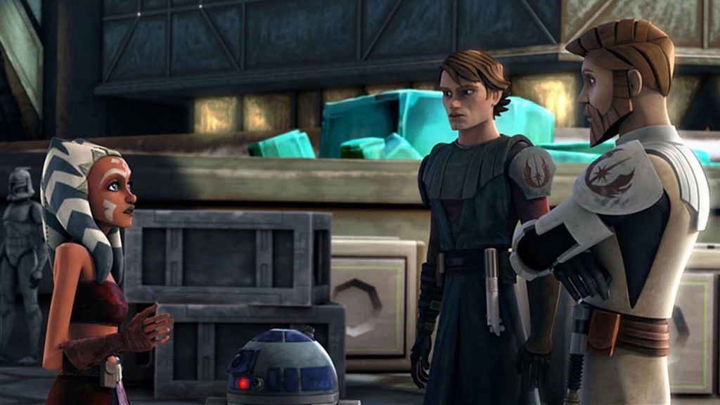 Ashoka Tano con Anakin y Obi Wan en 'The Clone Wars'