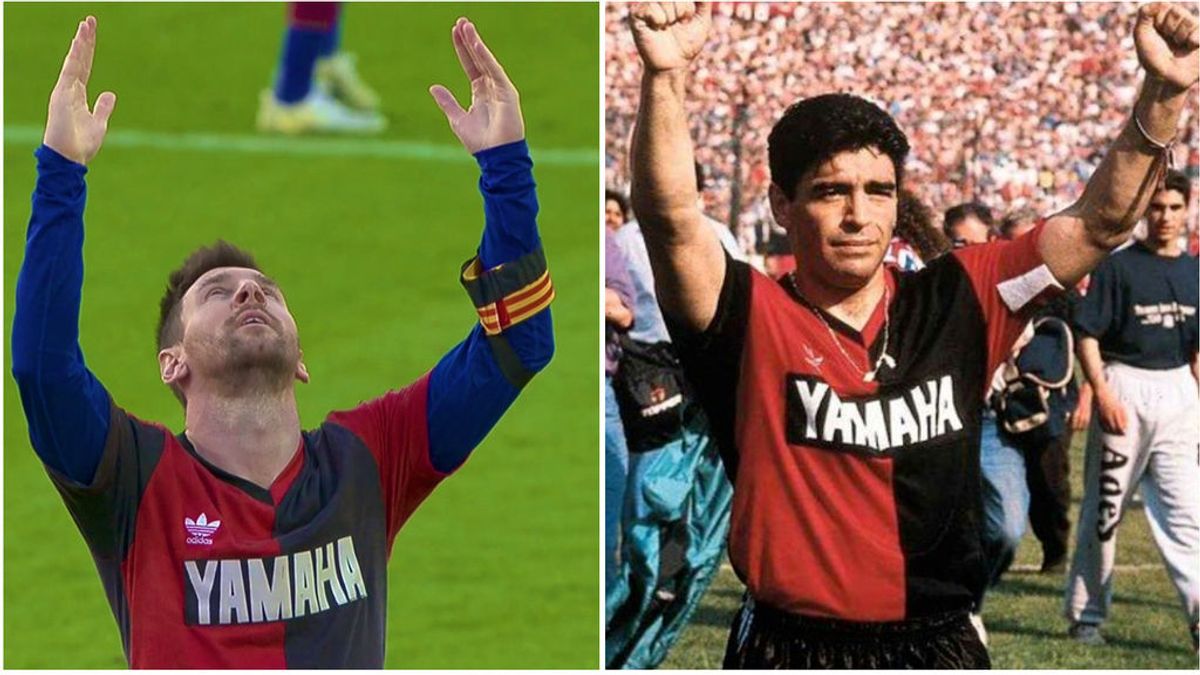 La camiseta del Newell's: el vínculo que une a Messi y a Maradona con el que le ha homenajeado