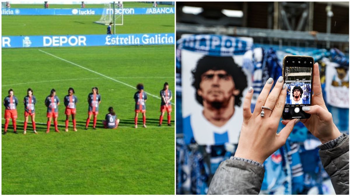 Paula Dapena, de espaldas en el homenaje a Maradona. Paula Dapena, de espaldas en el homenaje a Maradona.
