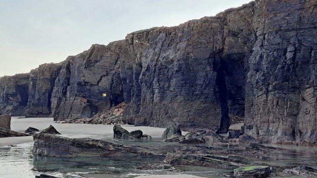 Imagen de la playa de As Catedrais tras el último derrumbe