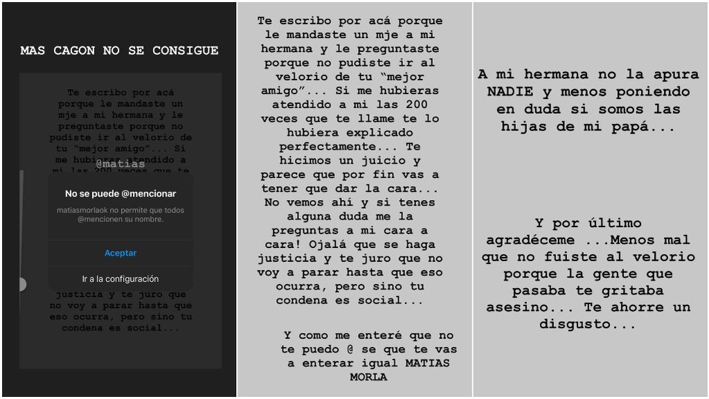 Dalma Maradona ataca a Matías Morla en su cuenta de Instagram.