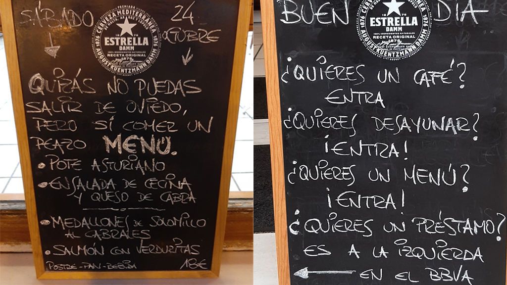 Fernando, el rey de los mensajes en los menús de un bar de Oviedo: "Noto un pesimismo exagerado"