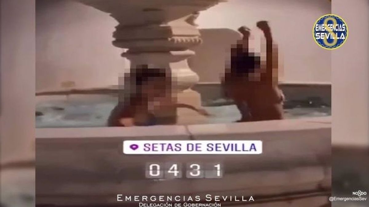 Identifican a una joven que se bañó de madrugada en una fuente pública en Sevilla y publicó los vídeos