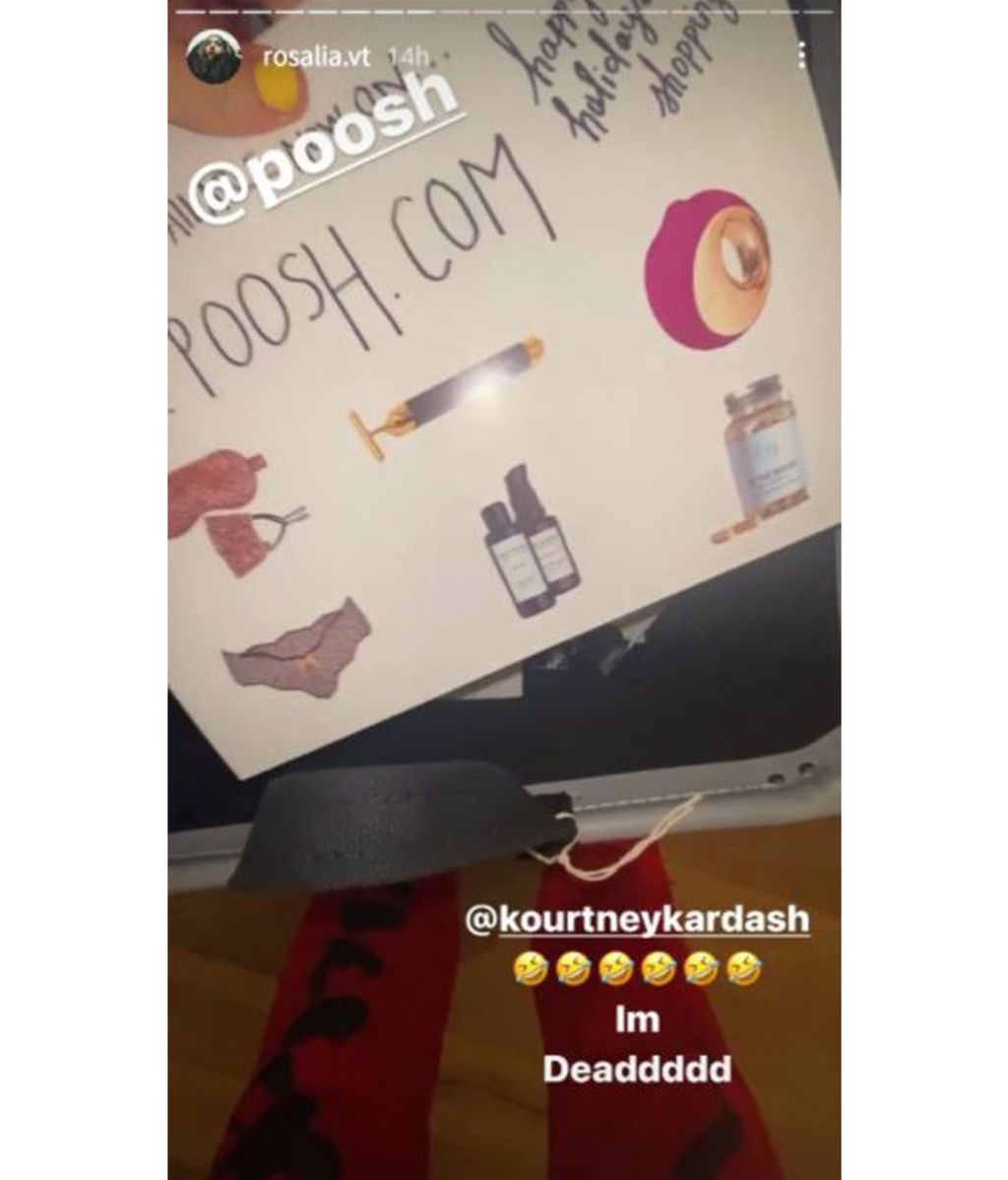 Rosalía "se queda muerta" con los regalos de Kourtney