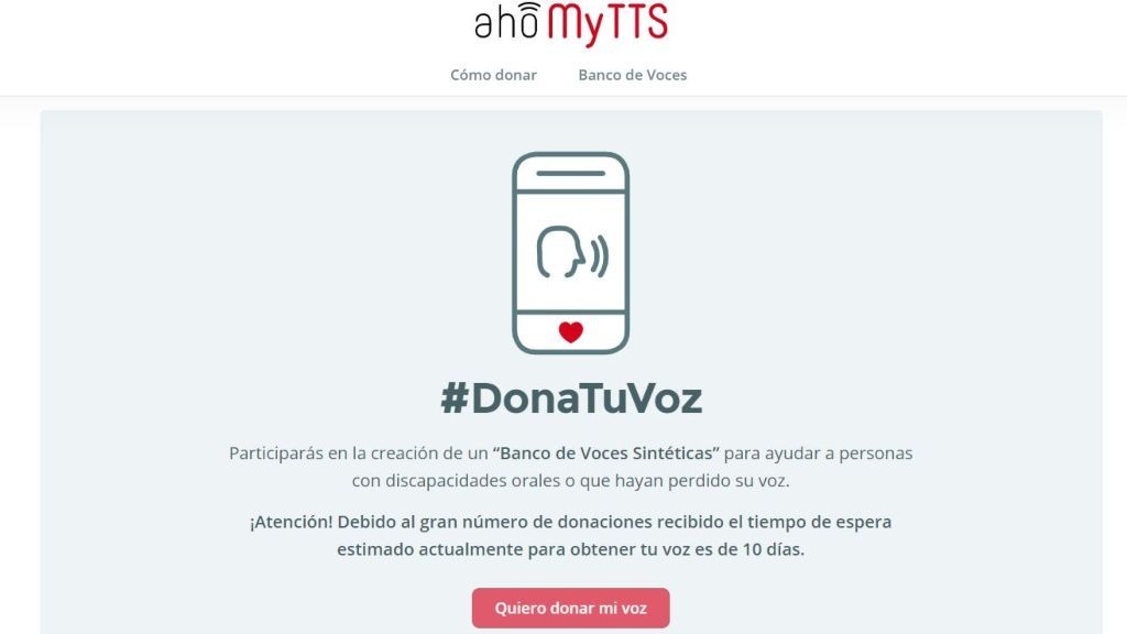 Página web para participar en la creación del banco de voces sintéticas