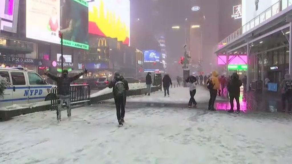Las imágenes de la nevada de película en Nueva York