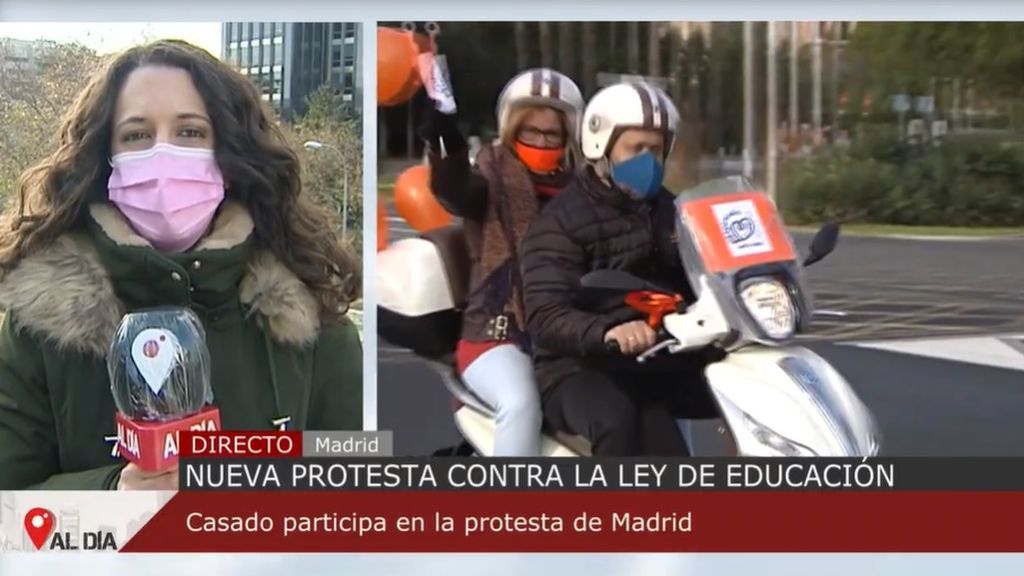 La protesta contra la ley Celaá recorre en coche el centro de Madrid con la participación de líderes del PP