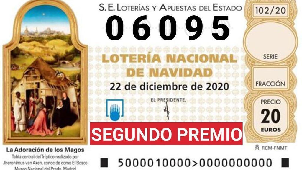 6.095, segundo premio de la Lotería de Navidad