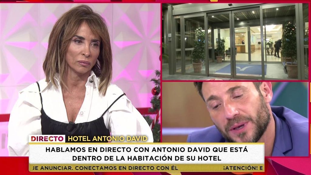 'Socialité' consigue que Antonio David intervenga en directo 'colándose' en su habitación del hotel: "No estoy enfadado contigo, María"