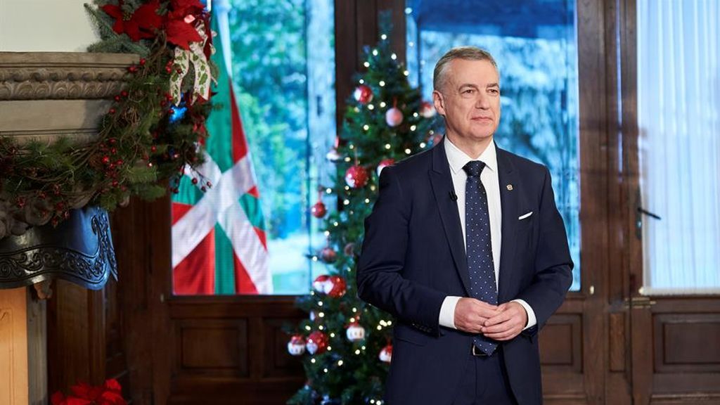 El lehendakari Íñigo Urkullu durante la grabación de su tradicional mensaje de fin de año