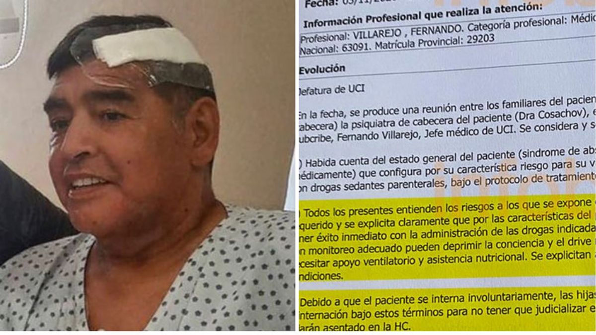 Sale a la luz la historia clínica de Maradona: nombre y DNI falsos, peligro de muerte y síndrome de abstinencia de drogas y alcohol Sale a la luz la historia clínica de Maradona: nombre y DNI falsos, peligro de muerte y síndrome de abstinencia de drogas y alcohol