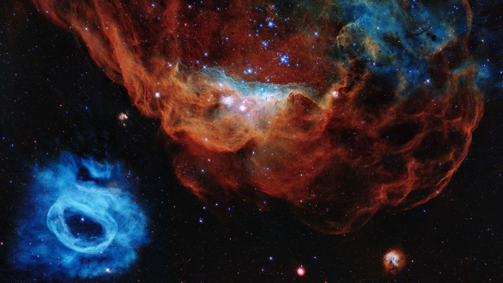 La nebulosa gigante NGC 2014 y su vecina NGC 2020