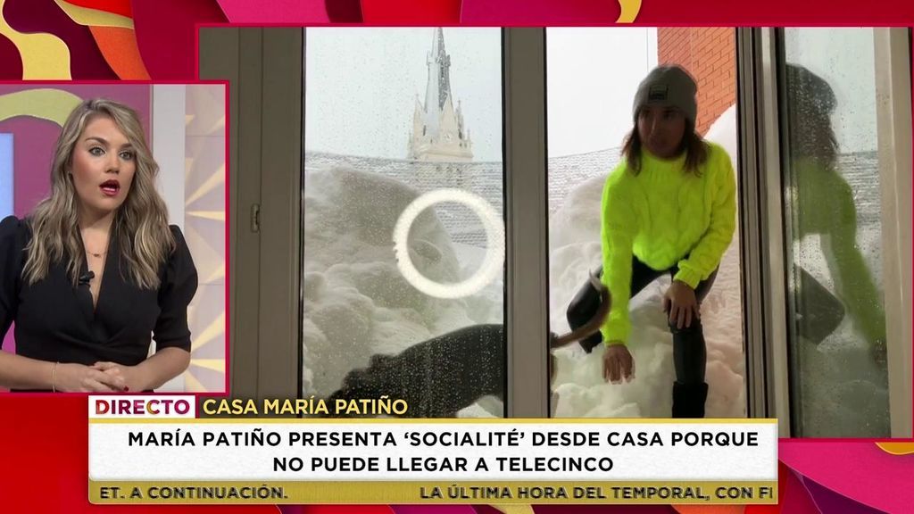 La brutal nevada deja a María Patiño atrapada en casa: la presentadora conecta desde su salón