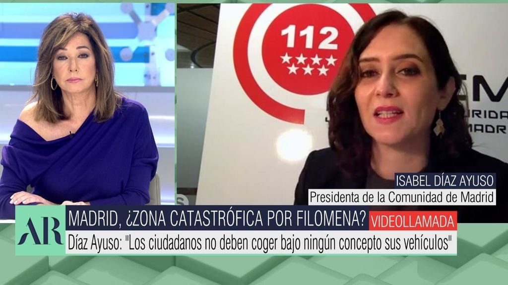 Díaz Ayuso explica cuál es la situación de Madrid en medio de la borrasca